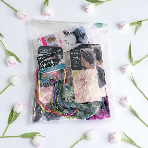 Huge Hair Accessory Lot 5+ Headbands Floral Clips Press On Appliques Bundle - Picture 4 of 4